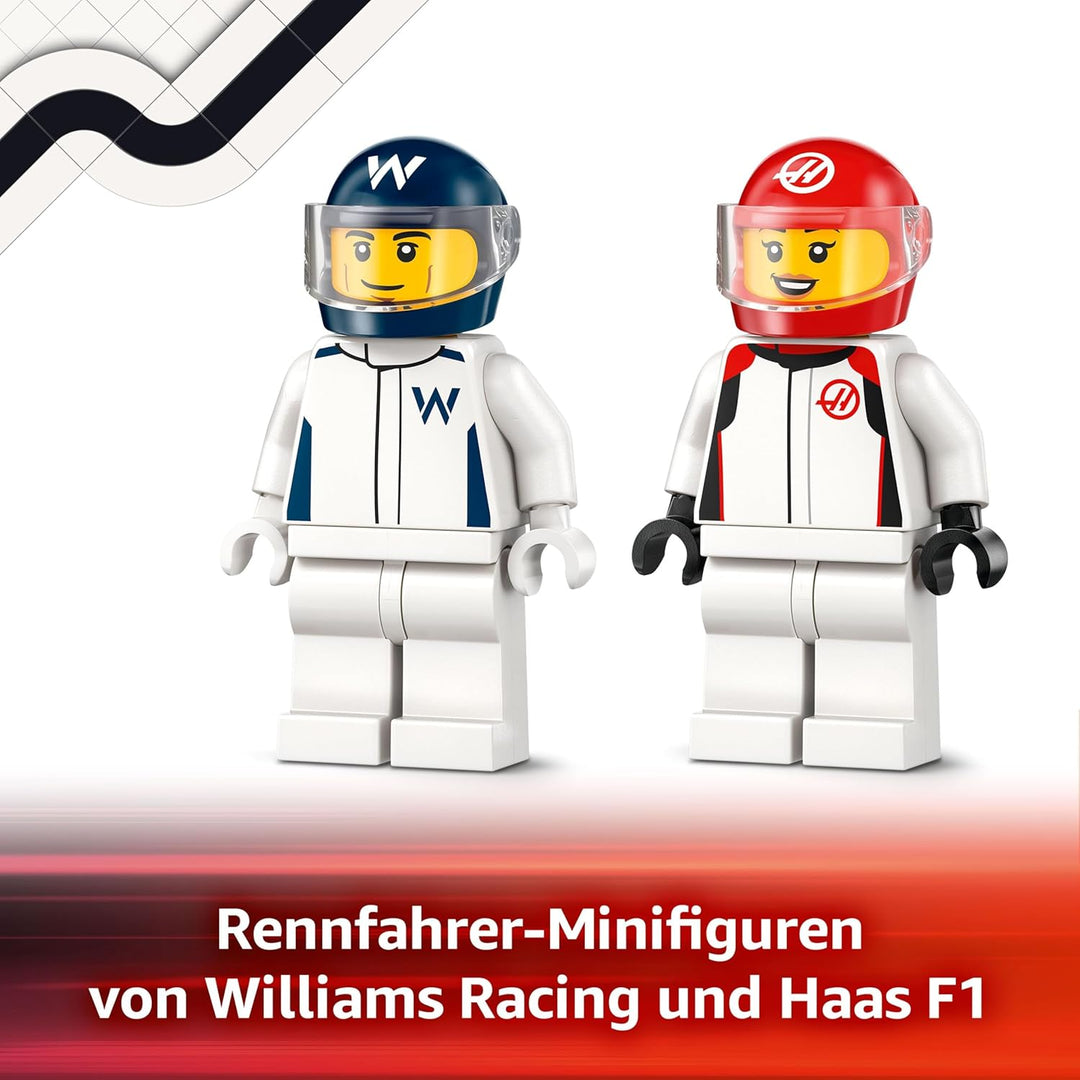 LEGO City F1 Williams Racing und Haas F1 Rennautos - Formel 1 Spielzeug mit baubaren Autos und 2 Ren