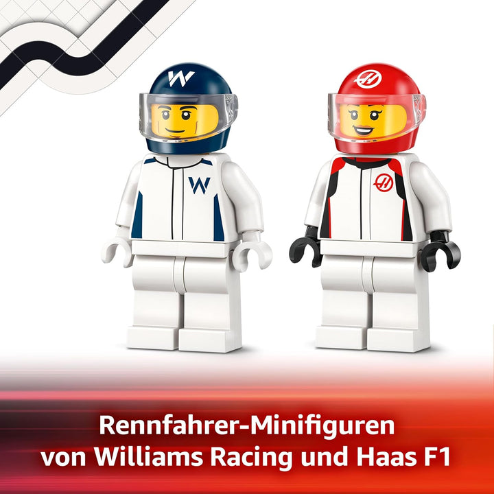 LEGO City F1 Williams Racing und Haas F1 Rennautos - Formel 1 Spielzeug mit baubaren Autos und 2 Ren