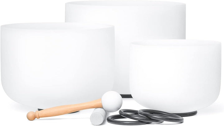 Hye-eun 432hz Kristall Klangschalen Set 3 stück klangschale aus quarzkristall für Klangheilung,mit T