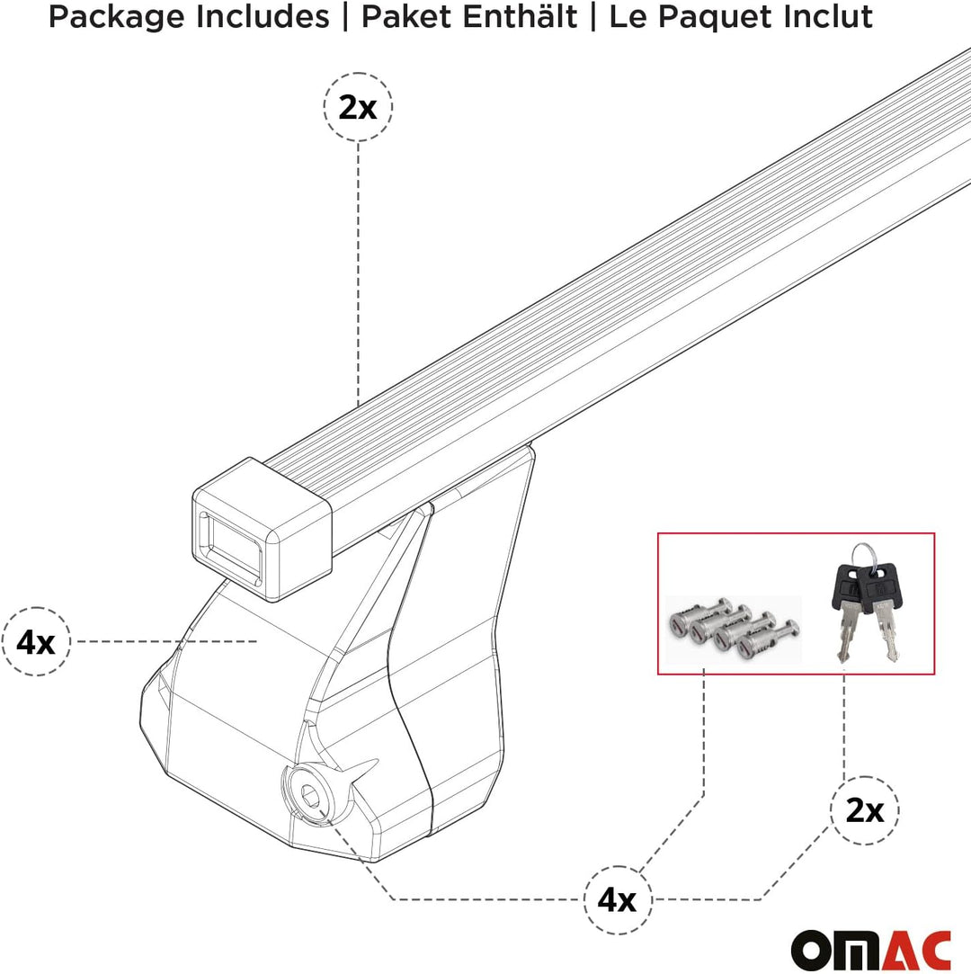 Menabo Dachträger kompatibel mit Mercedes C-Klasse W206 2021-2023 Gepackträger Silber 2X TÜV, Silber