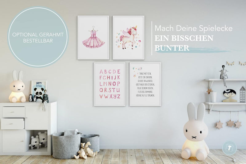 Papierschmiede® Kinderposter 4er Set, B2 (50x70 cm) Wanddeko, Geschenk für Mädchen Kinderzimmer Baby