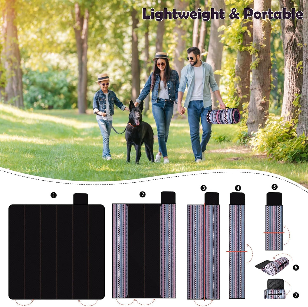 Picknickdecke wasserdicht, Extra grosse Picknickmatte 200x200 cm, sandabweisend waschbar Camping Str