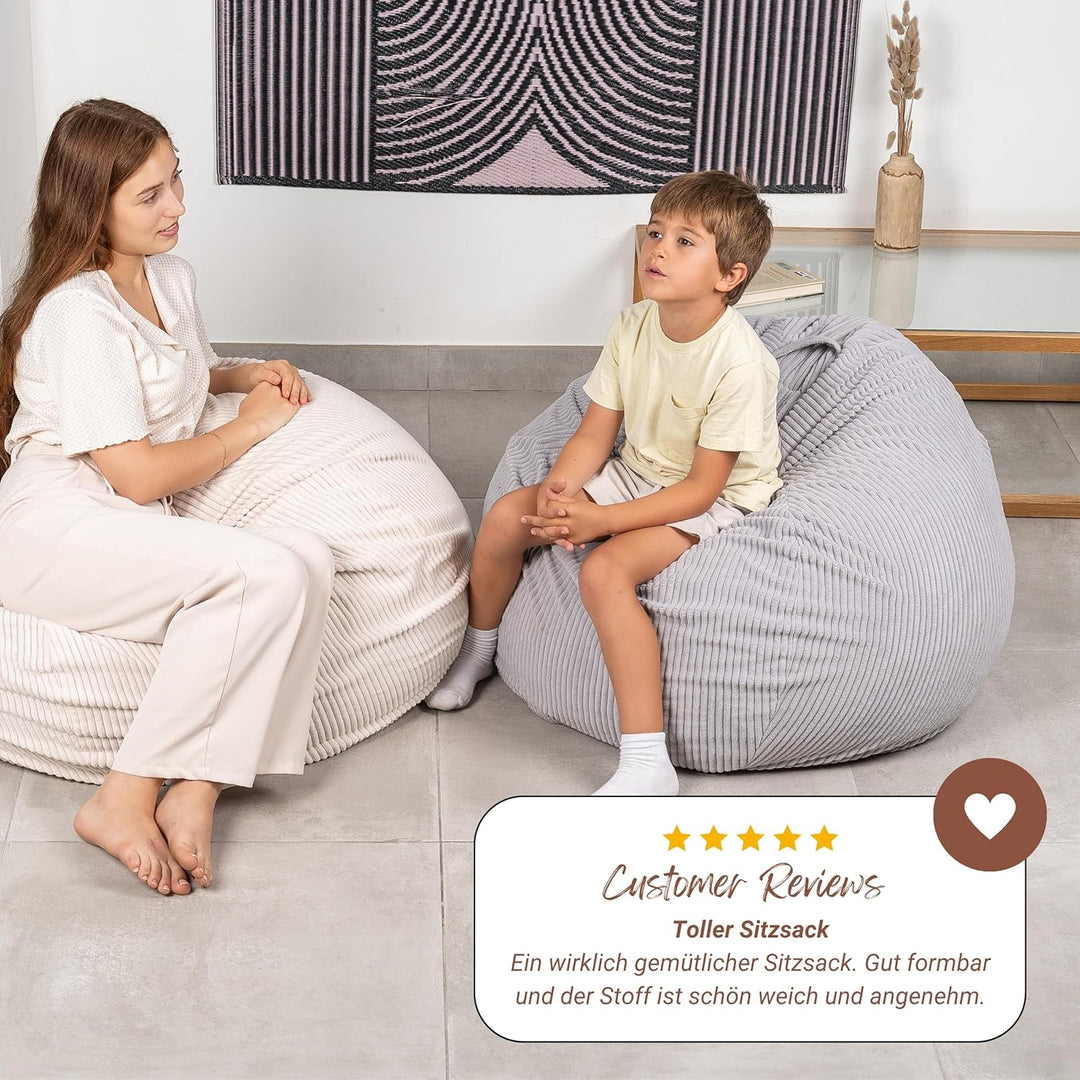 bananair - Sitzsack Cord, Weich & Bequem, Maschinenwaschbarer Bezug, Gaming Sitzsack mit Schaumstoff