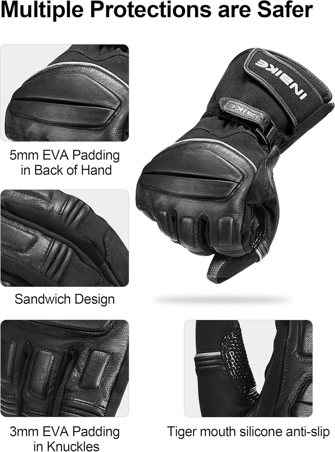 INBIKE Winterhandschuhe Zigenleder Arbeishandschuhe Wasserdicht und Thermo mit 3M Thinsulate für Arb