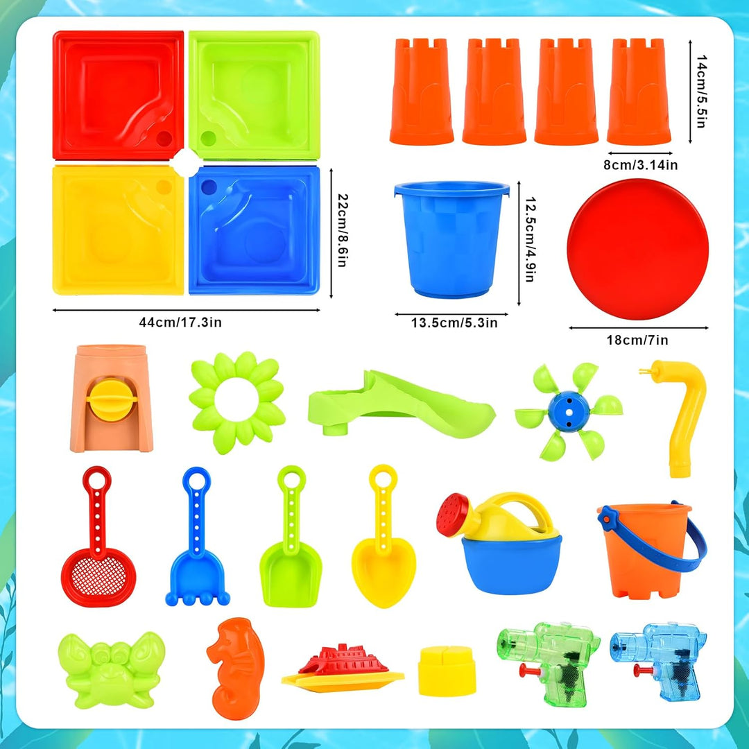JONRRYIN 4 IN 1 Sand Wasserspieltisch, Wassertisch Strandspielzeug, Matschtisch Strandtisch für Kind