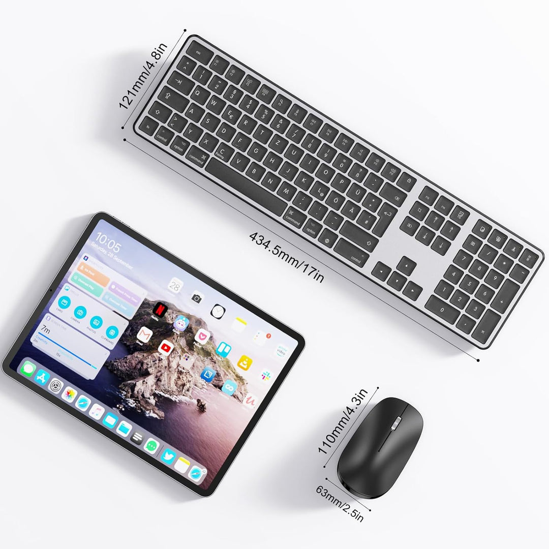 Bluetooth-Mac-Tastatur und -Maus, OMOTON Kabellose Tastatur und Maus für Apple MacBook Pro/Air, iMac
