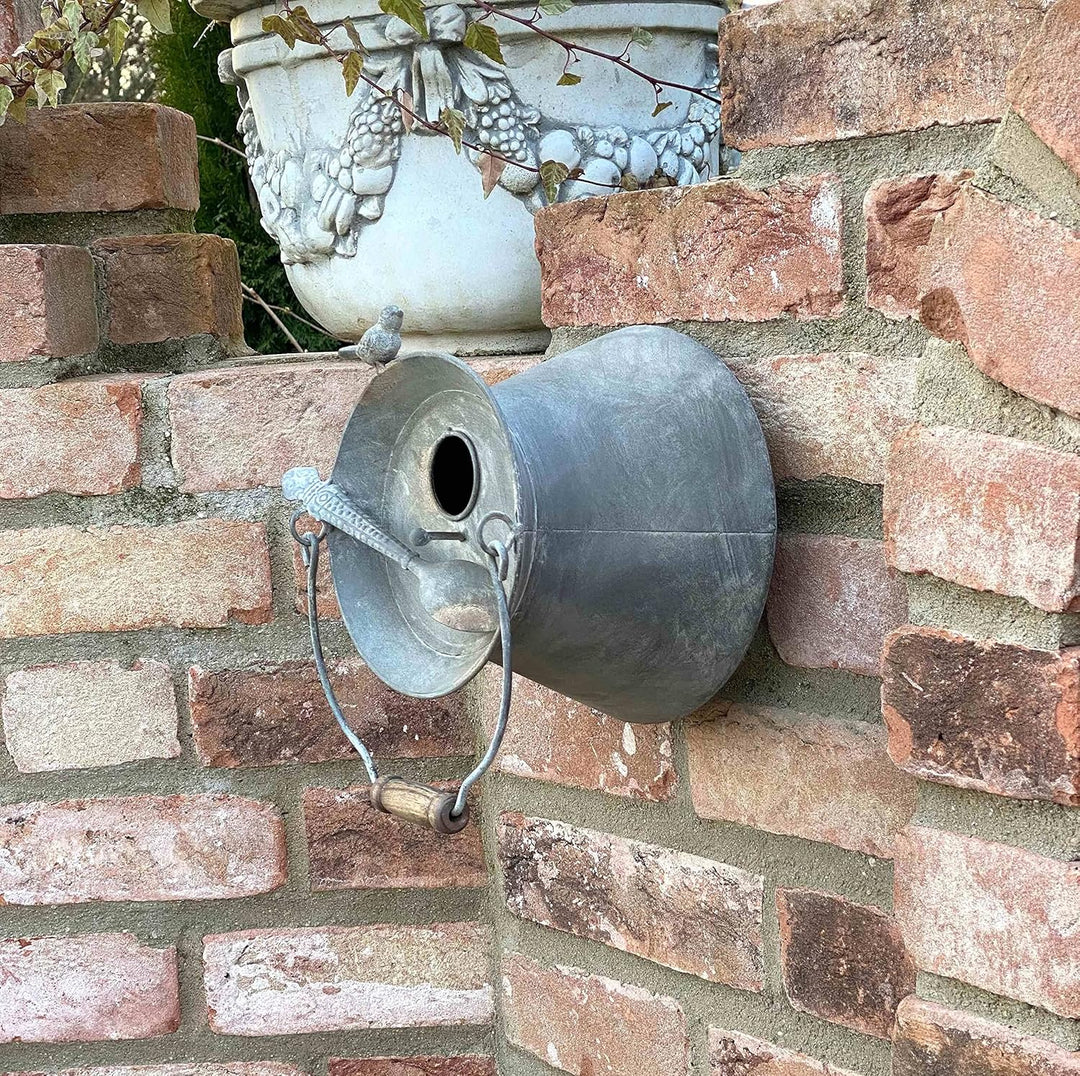 DanDiBo Vogelhaus zum Aufhängen Metall Deko Pott Eimer wetterfest 481997 Nistkasten Futterstation fü