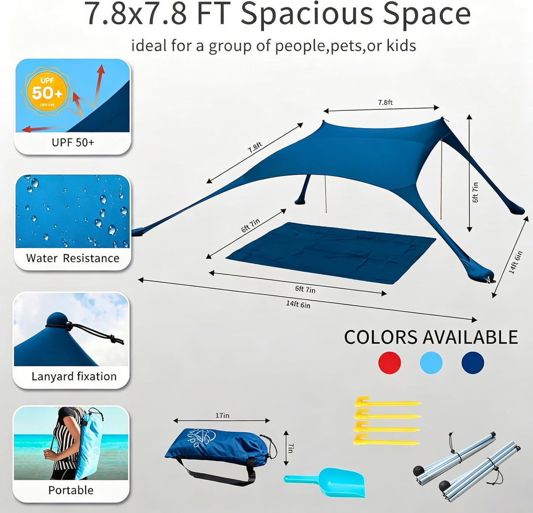 Strandzelt, Pop-Up, 2x2.1 m, LSF 50, Lycra, Sonnenschutz, für den Aussenbereich, Anti-Wind, Sonnensc