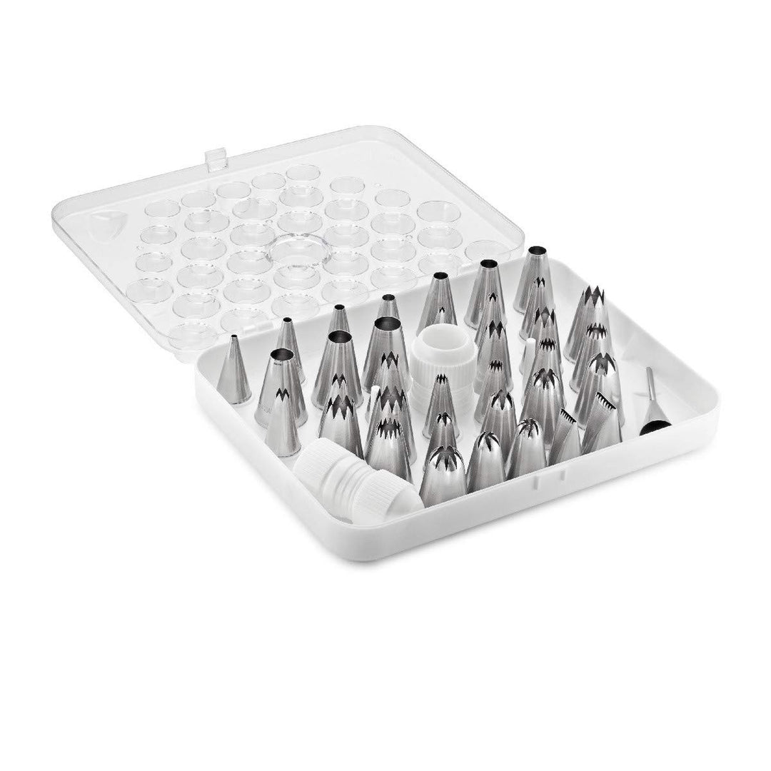 thermohauser Set Grosse Tüllen (Edelstahl, PE), 39-teilig., versch. Tüllen inkl. zwei Adapter und ei