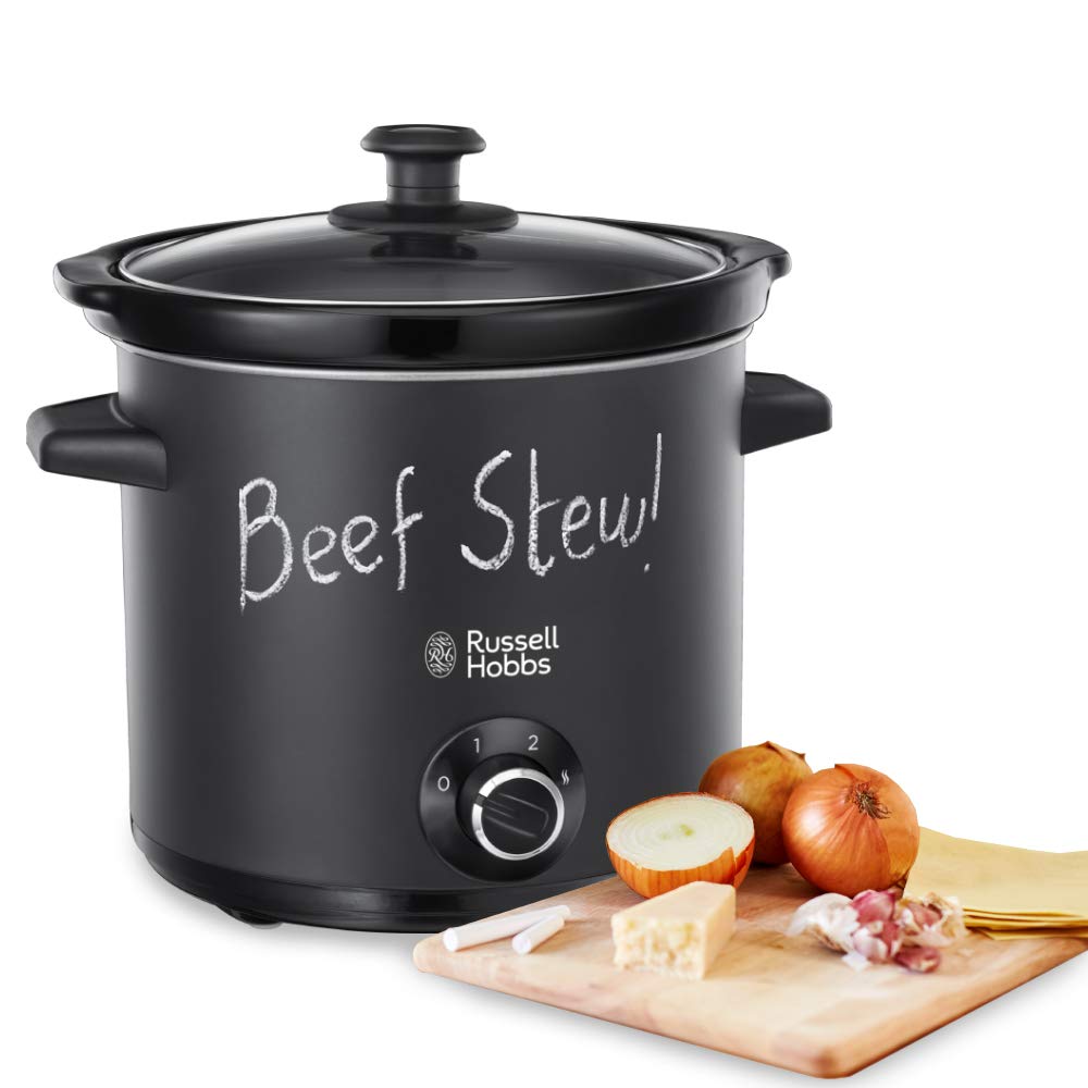 Russell Hobbs Slow Cooker, Schongarer Chalkboard, Keramik-Gartopf, matte Tafel-Oberfläche, 3 Tempera