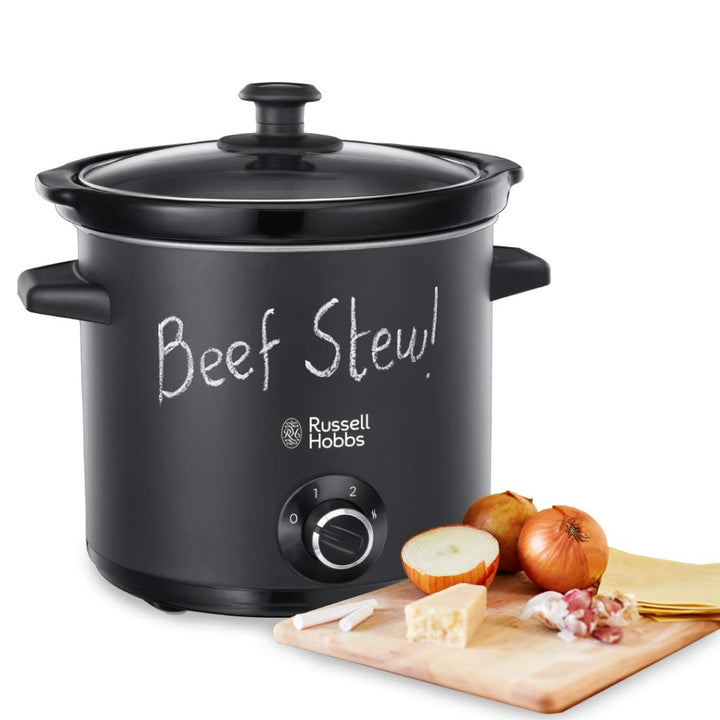 Russell Hobbs Slow Cooker, Schongarer Chalkboard, Keramik-Gartopf, matte Tafel-Oberfläche, 3 Tempera