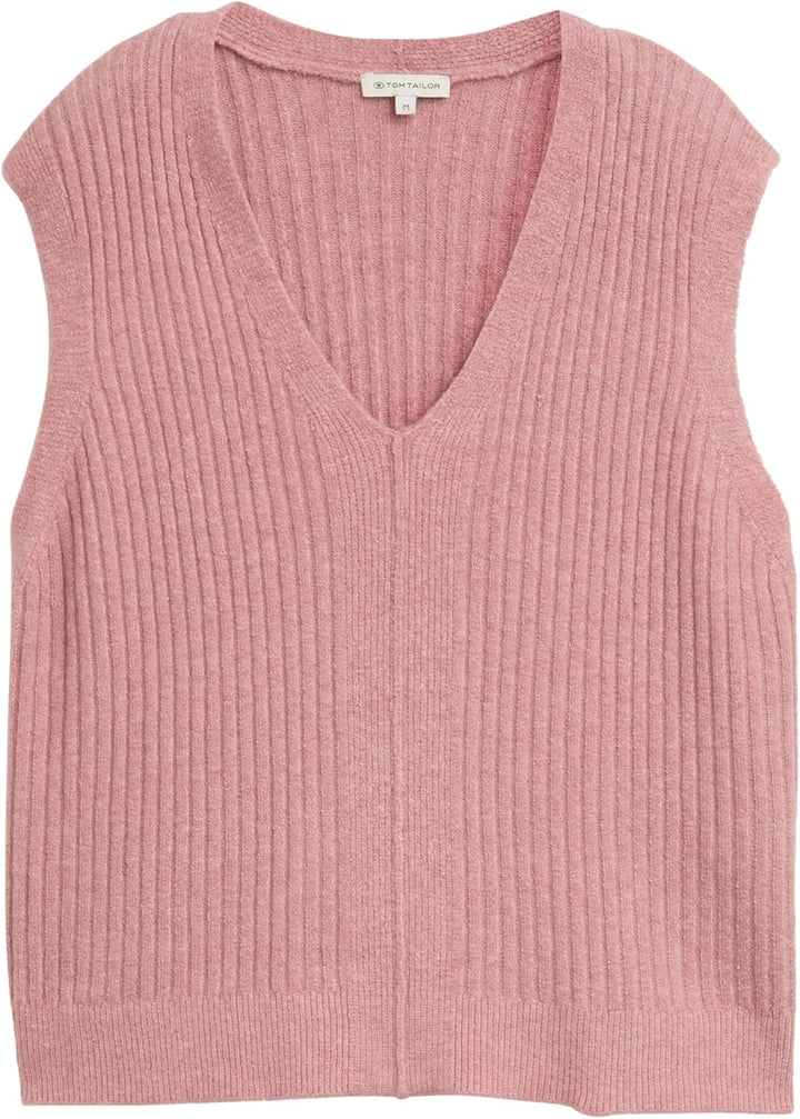Tom Tailor Damen 1047693 RIPP Pullunder mit V-Ausschnitt XXS 11082 - Morning Pink Melange, XXS 11082