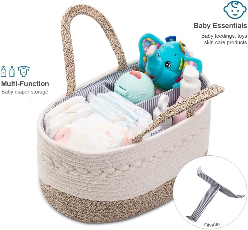 YeaYee Baby Windel Caddy Organizer，Multifunktionale Aufbewahrungsbox für Windeln， mit wechselbaren F