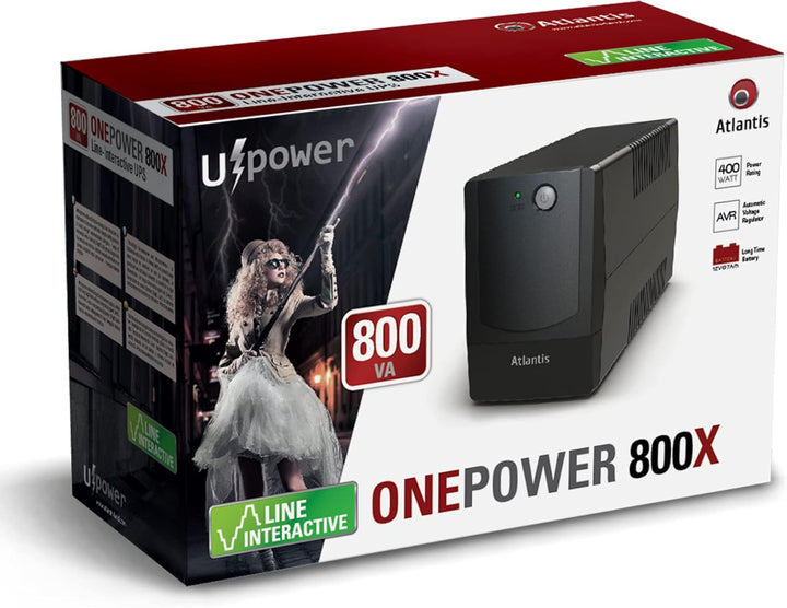 Atlantis Land OnePower PX800 Netzteil, Nicht unterbrechbar, 800 VA, 4 AC-Ausgänge – Stromversorgung