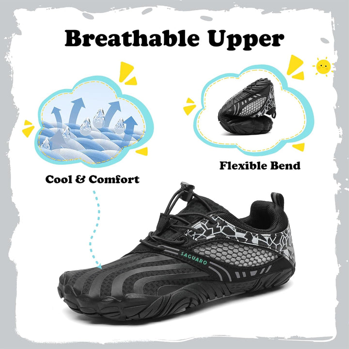 SAGUARO Jungen Mädchen Barfussschuhe Atmungsaktiv Badeschuhe für Kinder Gr.24-36 24 EU Schwarz, 24 E