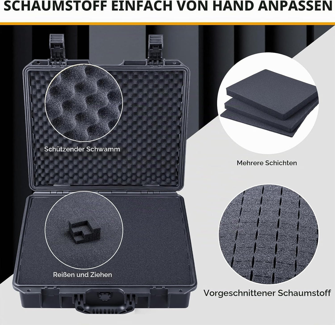 Lykus HC-4010 Wasserdicht Koffer mit anpassbarem Schaumstoff, Innengrösse 40,7x33,6x11,7 cm, geeigne