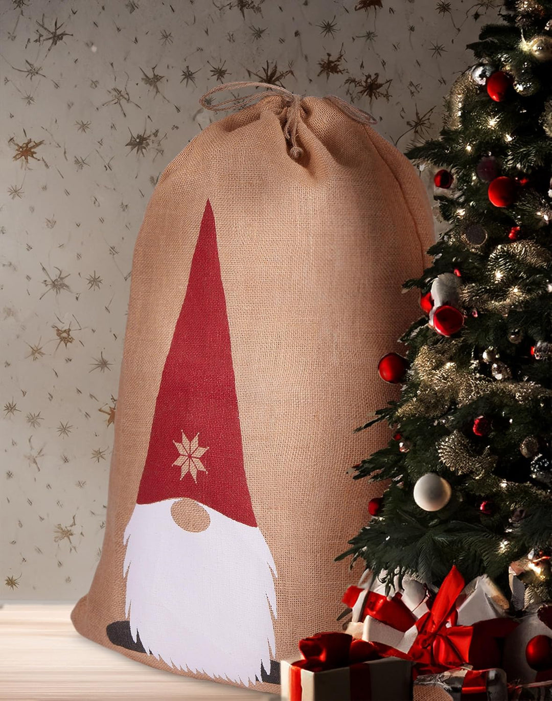 BRUBAKER 3er Set Weihnachtssack - 80 cm Geschenksack mit weihnachtlichen Motiven - Nikolausbeutel zu