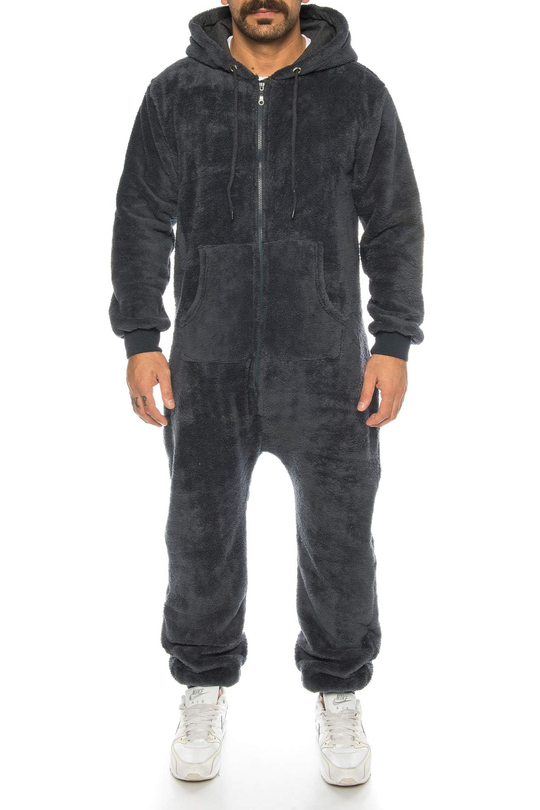 Crazy Age Teddyfleece Teddyfell Jumpsuit flauschig und kuschelig One Piece Overall warm (Schwarz(RT2