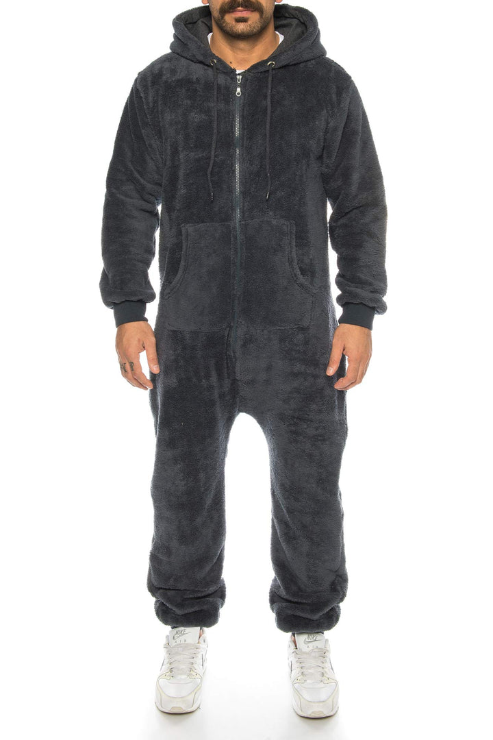 Crazy Age Teddyfleece Teddyfell Jumpsuit flauschig und kuschelig One Piece Overall warm (Schwarz(RT2