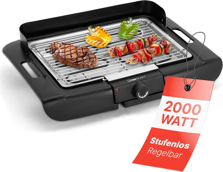 Clatronic® Barbecue-Tischgrill | Elektrogrill | ideal für Balkon & Küche | 35 x 24 cm Grillfläche |