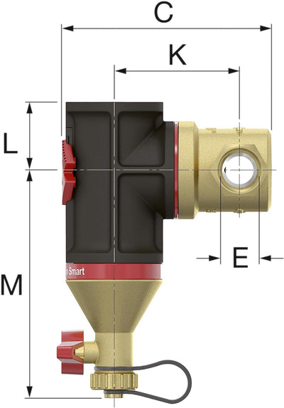 Flamco Clean Smart G 1" F Magnet Schlammabscheider aus Messing für Heizungs- und Kühlungsanlagen - 3