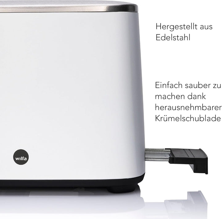 Wilfa CLASSIC Toaster - 2 Scheiben - 3 Programme - Verstellbare Hitzeeinstellungen - 1.000 Watt (wei