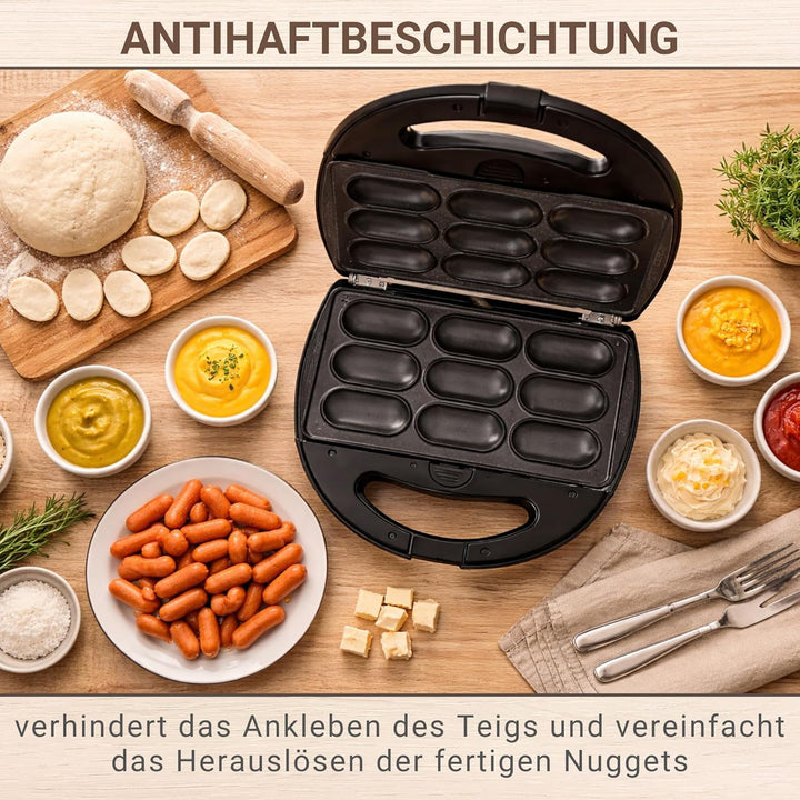 Syntrox Germany Pigs in a Blanket Würstchen im Schlafrock Maker Chefmaker SM-1300W Pretzel Nugget mi