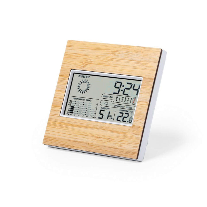 Bambus Wetterstation - Temperatur - Luftfeuchtigkeit / Luftfeuchtigkeit - 12h Vorhersage & Trends -