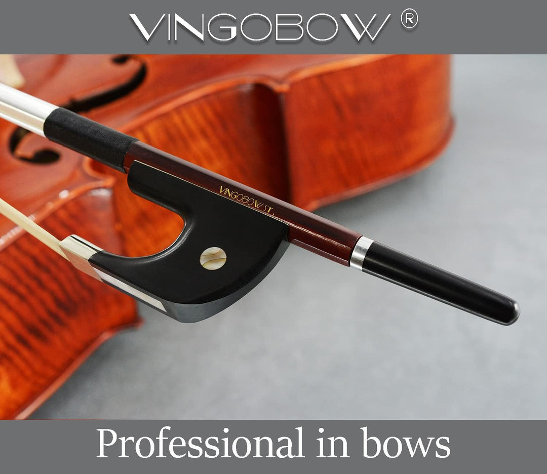 VINGOBOW neues Brasilienholz Deutscher Kontrabassbogen Natur Rosshaar Pernambuco Leistung 3/4 Grösse