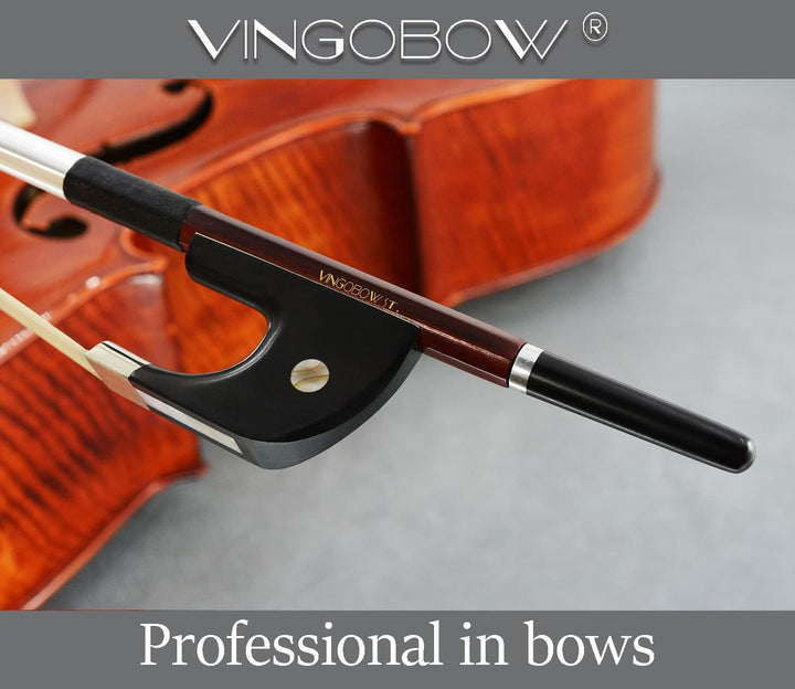 VINGOBOW neues Brasilienholz Deutscher Kontrabassbogen Natur Rosshaar Pernambuco Leistung 3/4 Grösse