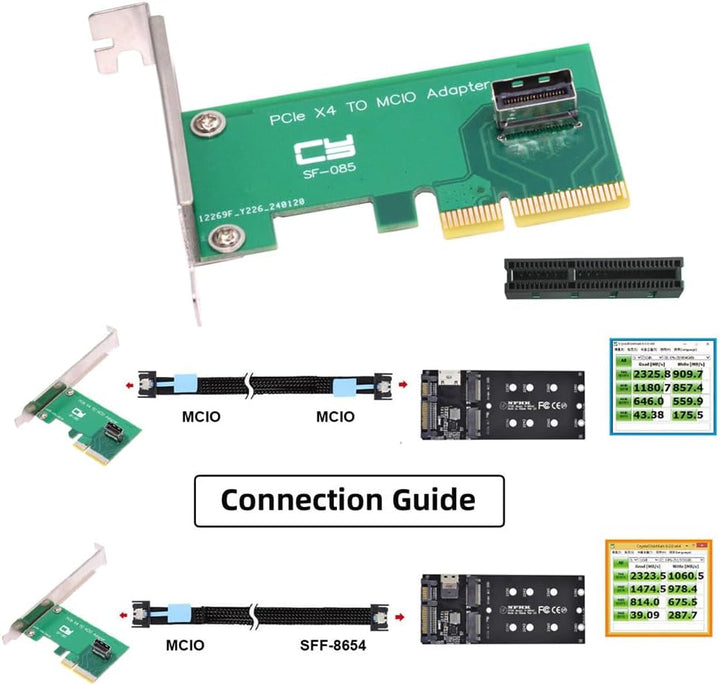 NFHK PCI-Express 5.0 4.0 4X auf MCIO Mini Cool Edge IO Female Host Adapter für PCIe Nvme U.2 SSD MCI