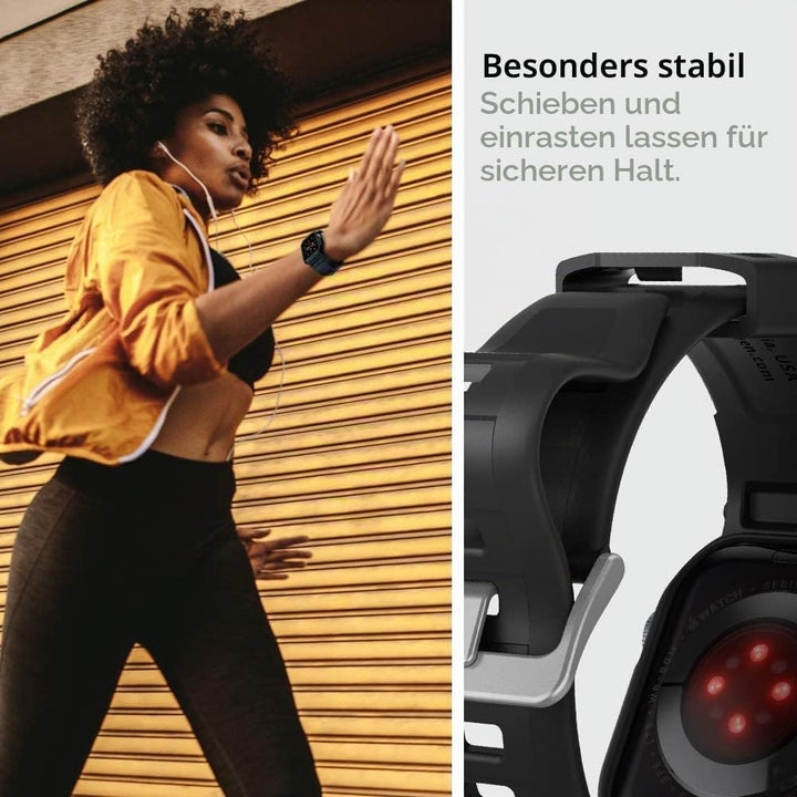 Spigen Rugged Armor Pro Hülle mit Band für Apple Watch 41/40mm | TPU-Unibody-Hülle mit Armband, Carb