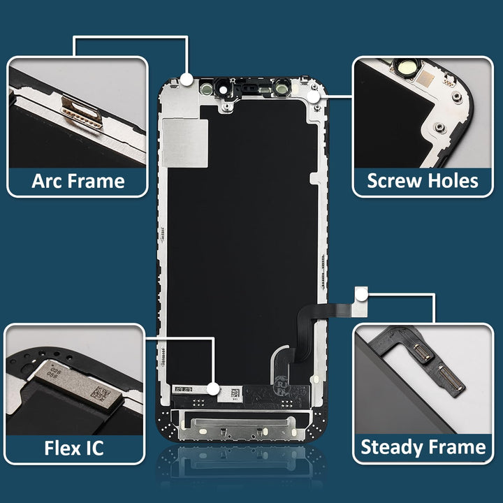 Display für iPhone 12 Mini 5,4'' Full HD Retina LCD mit 3D Touch Digitizer, Ersatzteilset inklusive