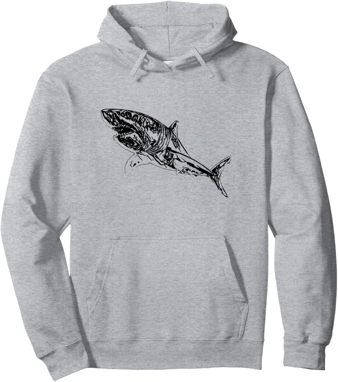 Weisser Hai Haie Raubfisch Zähne Rückenflosse Hai Pullover Hoodie