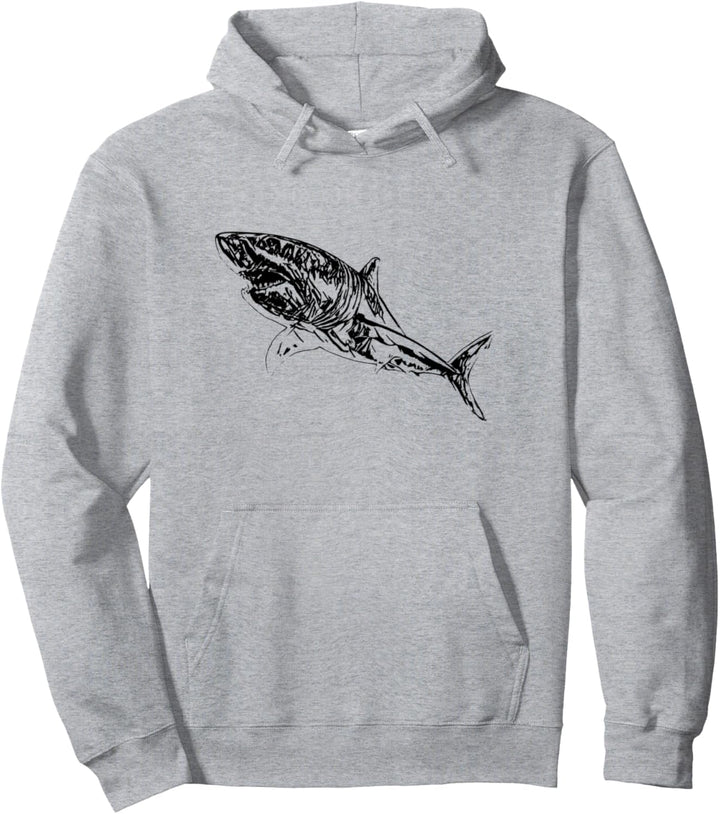 Weisser Hai Haie Raubfisch Zähne Rückenflosse Hai Pullover Hoodie