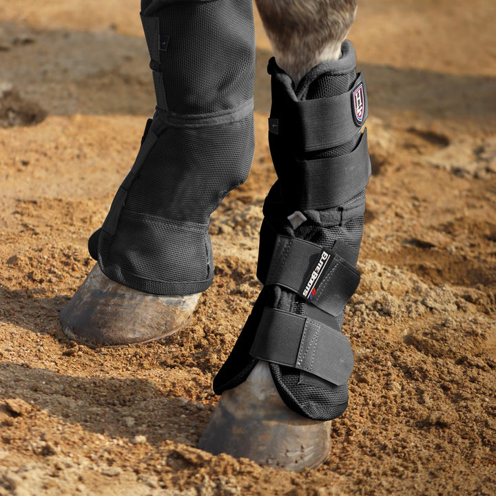 Harrison Howard Fliegenstiefel für Pferde, perfekte konturierte Passform, Beinschoner, dichtes Netz,