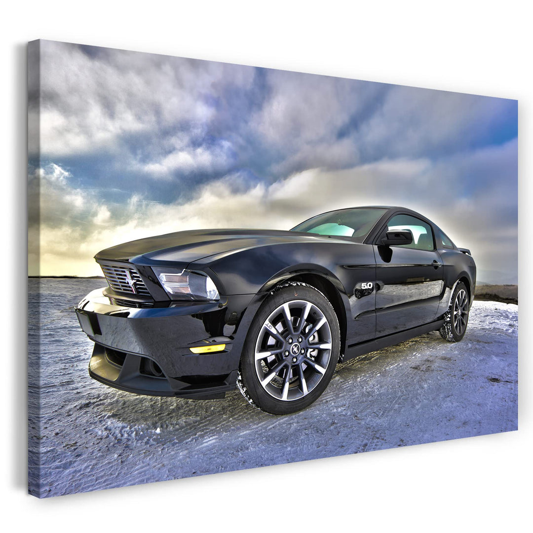 Printed Paintings Leinwand (120x80cm): Autobilder Ford Mustang von vorne Links seitlich 120x80 cm, 1
