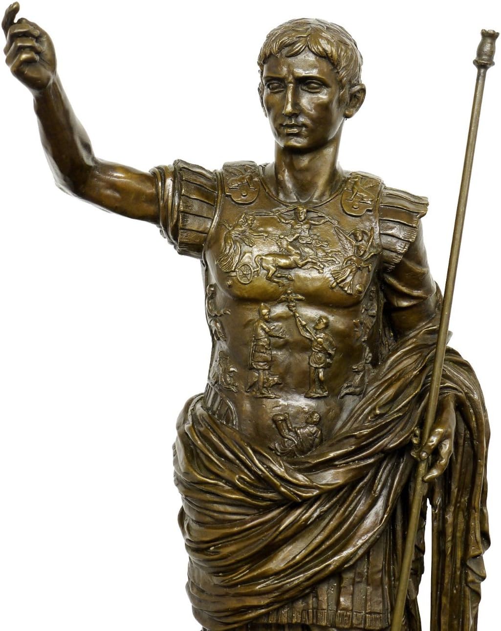 Römische Bronzefigur - Kaiser Augustus - signiert - Echte Bronze - Augustusstatue von Prima Porta -