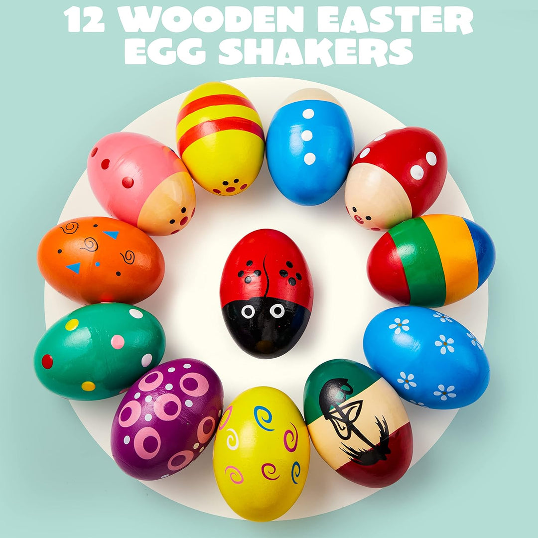 JOYIN 12 Stück 3 "(7,6 cm) Hölzerne Eierschüttler Maracas Percussion Musical für Party -Gefälligkeit