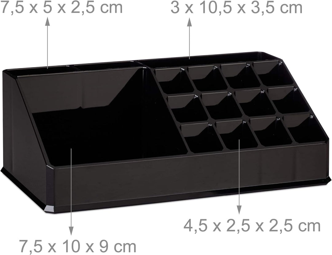 Relaxdays 2 x Kosmetikorganizer mit 6 Schubladen, 22 Fächer Make Up Organizer, grosse Schmink-Aufbew