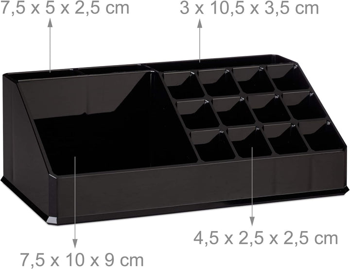 Relaxdays 2 x Kosmetikorganizer mit 6 Schubladen, 22 Fächer Make Up Organizer, grosse Schmink-Aufbew
