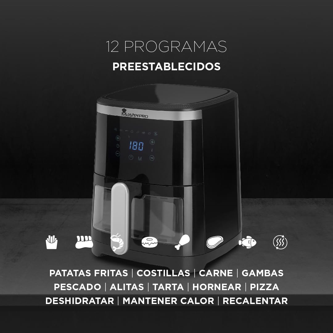 MasterPRO ROCKET 420 - Heissluftfritteuse 1300W 4.2L - 8 Programme - LED Touch Control - Antihaftbes