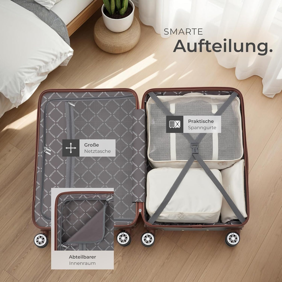 tectake® 13-TLG. Koffer Set mit Reisetasche, Koffer & Trolleys, Reisekoffer mit Rollen, Kofferset mi