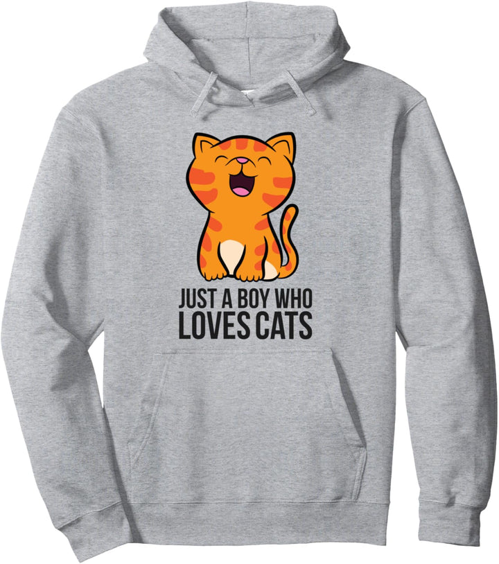 Nur ein Junge, der Katzen liebt Pullover Hoodie