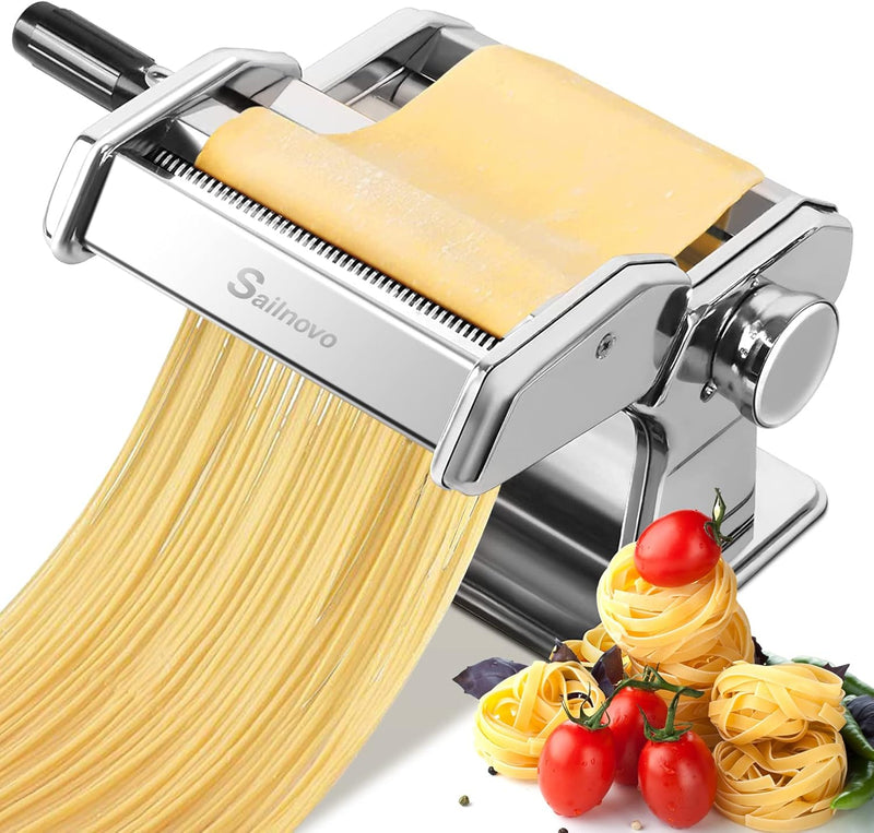 Nudelmaschine Pasta Maker Edelstahl Frische Manuell Pasta Walze Maschine Cutter mit Klemme für Spagh