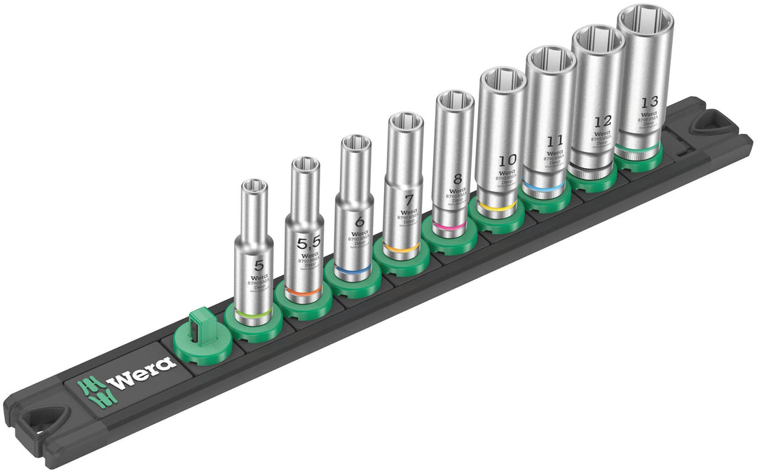 Wera 05005410001 Nuss-Magnetleiste A Deep 1 Steckschlüsseleinsatz-Satz, 1/4"-Antrieb, 9-teilig A Dee