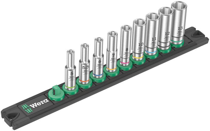 Wera 05005410001 Nuss-Magnetleiste A Deep 1 Steckschlüsseleinsatz-Satz, 1/4"-Antrieb, 9-teilig A Dee