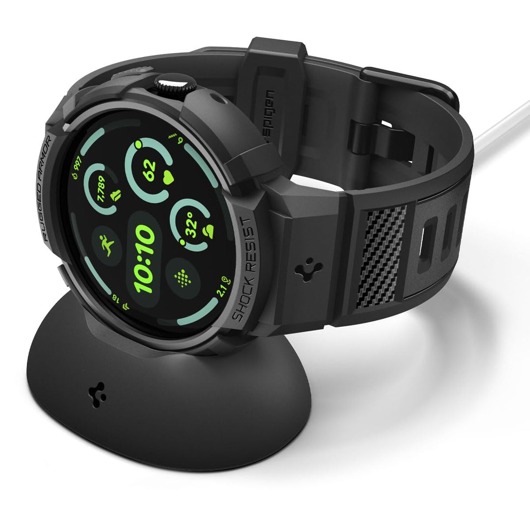 Spigen Rugged Armor Pro Hülle mit Band für Google Pixel Watch 4 45mm | TPU-Unibody-Hülle mit Armband
