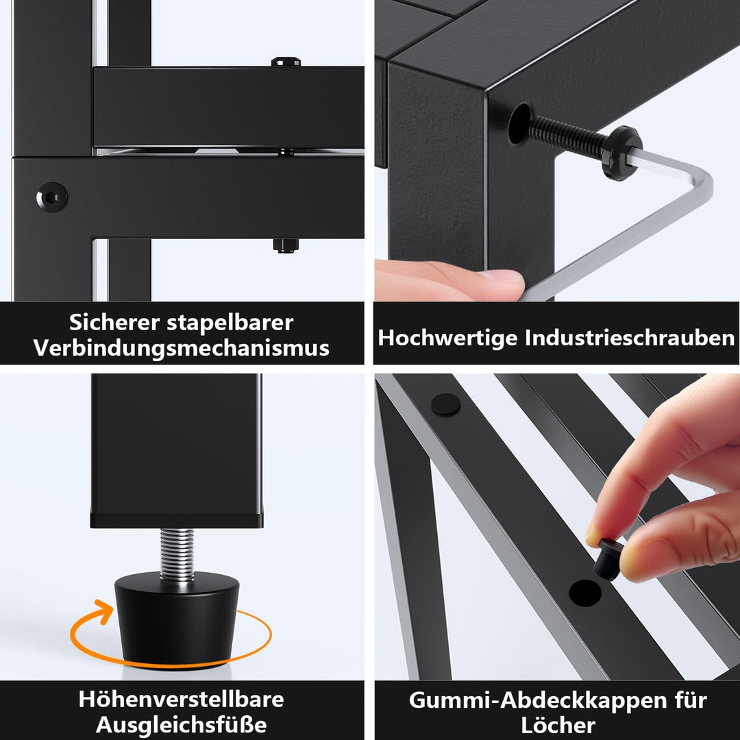 Pflanzenständer Indoor Outdoor,3 Etagen Metall Blumenstände Schwarz Rostfest Blumenhocker,Pflanzenre