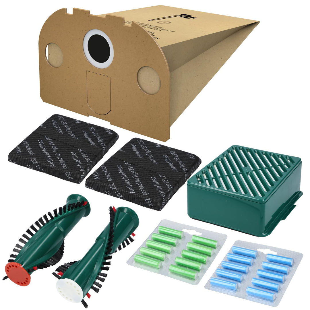 McFilter | 20 Staubsaugerbeutel + Aktivfiltersystem + 2x Aktivkohlefilter + Bürsten EB350/351 + 2x D